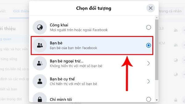Bạn đã chọn chế độ bạn bè thay vì để công khai