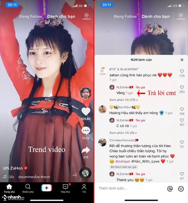 Tương tác với người xem để tăng like trên Tiktok