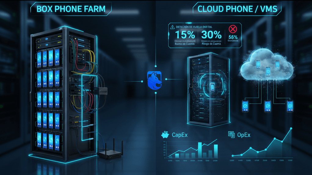 Comparación de Costos Box Phone Farm vs. Cloud Phone y Máquinas Virtuales
