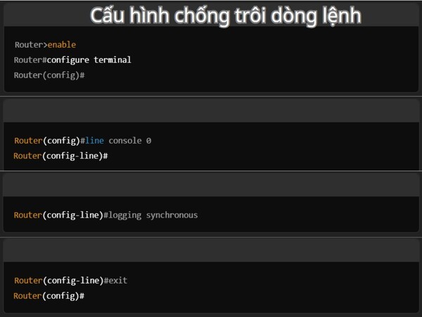 Cấu hình router chống trôi dòng lệnh
