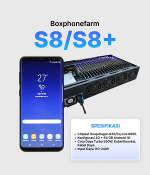 Box Phone Farm S8/S8+ | Generasi Terbaru 2026 | Port USB + LAN