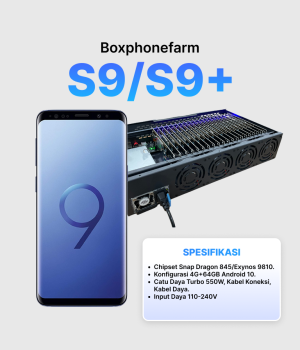 Box Phone Farm S9/S9+ Generasi Terbaru 2026 | Port USB + LAN/OTG | PCB Hitam