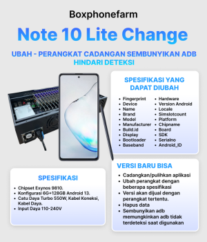 Box Phone Farm Note 10 Lite Change | Port USB + LAN/OTG | PCB Hitam