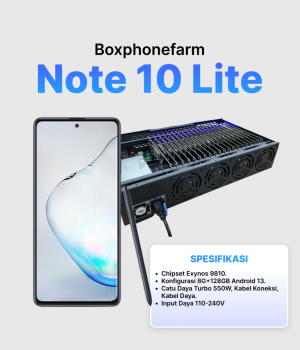 Box Phone Farm Note 10 Lite Generasi Terbaru 2026 | Port USB + LAN/OTG | PCB Hitam