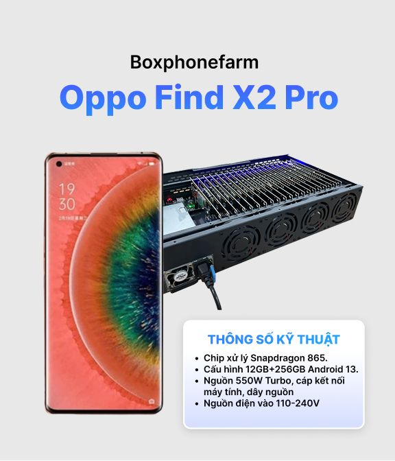 Box Phone Farm Oppo Find X2 Pro 12/256GB Cổng USB + LAN/OTG 1 Box Phone Farm Oppo Find X2 Pro 12/256GB Cổng USB + LAN/OTG