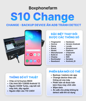 Box Phone Farm S10 change. Cổng USB + LAN/OTG mạch đen