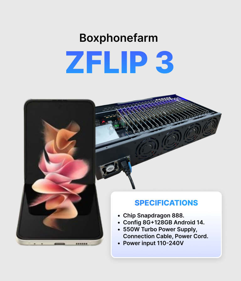 Box Phone Farm Z Flip3 8/128GB USB + LAN/OTG black circuit 1 Box Phone Farm Z Flip3 8/128GB USB + LAN/OTG black circuit
