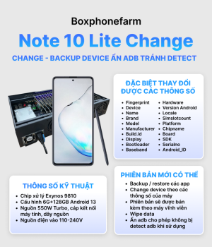 Box Phone Farm Note 10 Lite Change. Cổng USB + LAN/OTG mạch đen