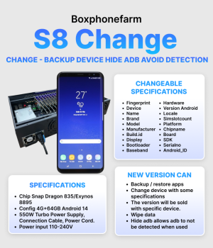 Box Phone Farm S8 Change Latest Generation 2026 USB + LAN Port