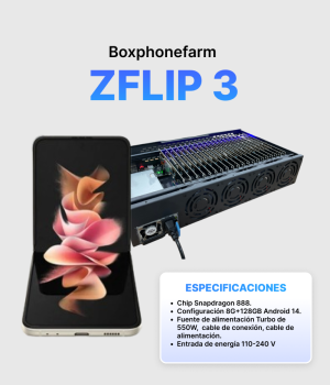 Box Phone Farm Z Flip3 8/128GB con Puertos USB + LAN/OTG (Placa Negra)
