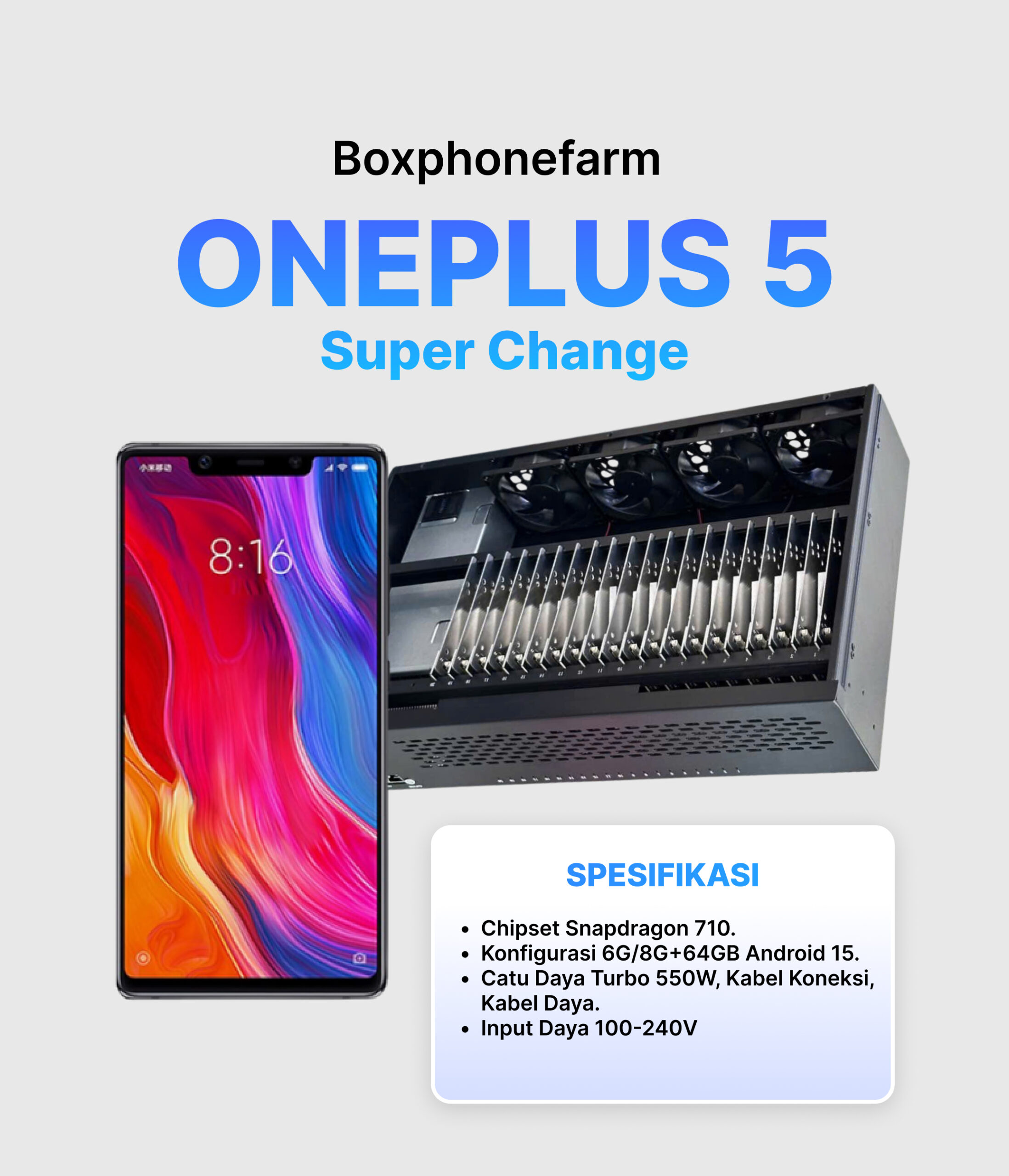 Box Phone Farm OnePlus 5 Super Change Port USB + LAN/OTG 1 Box Phone Farm OnePlus 5 Super Change Port USB + LAN/OTG