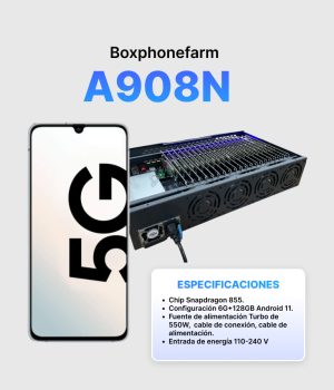 Box Phone Farm A908N 6/128GB | Puertos USB + LAN/OTG | Placa Negra