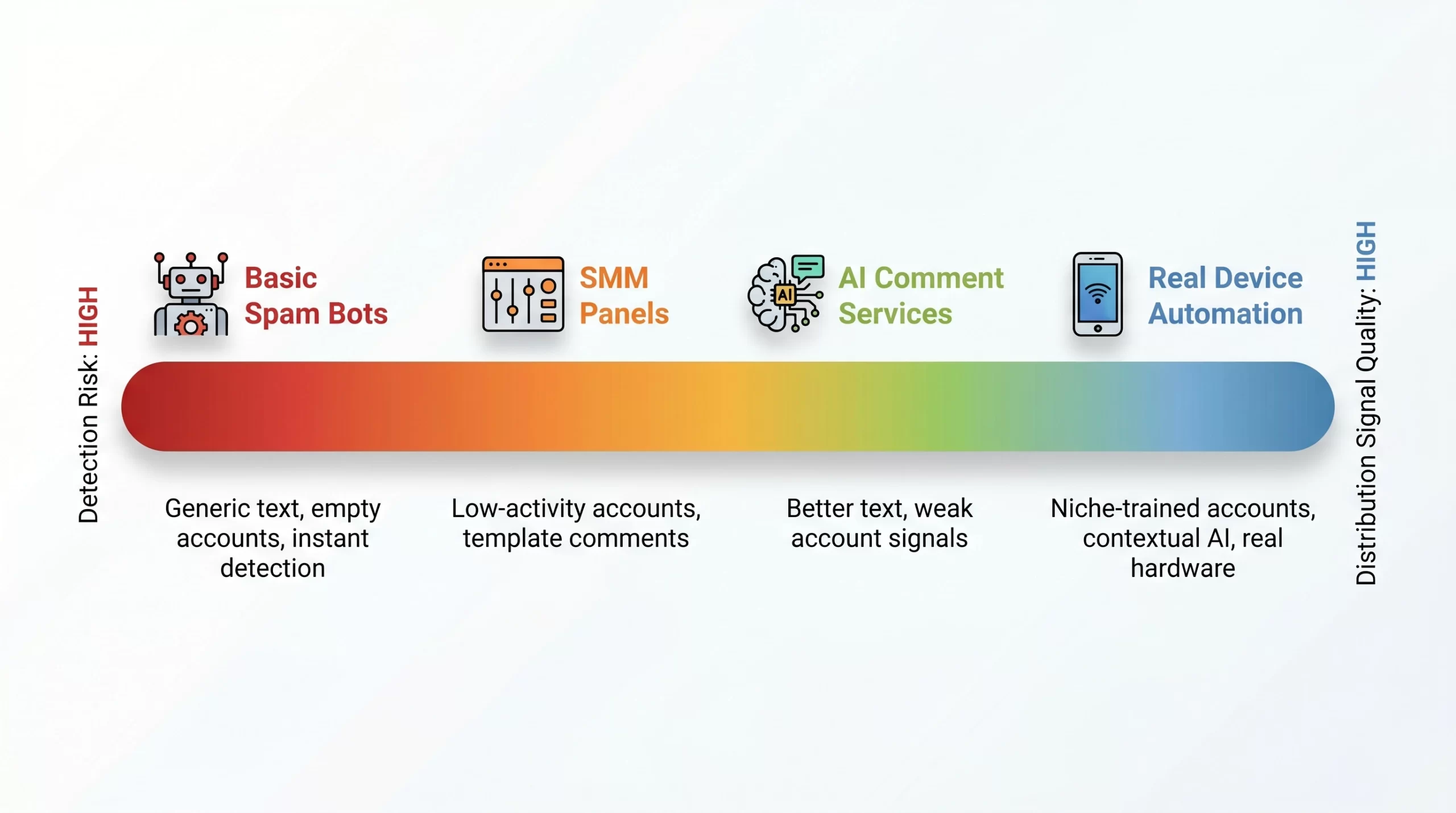 TikTok Comment Bot: What Works, What Gets Removed, and How Does It Right 6 tiktok comment bot types spectrum quality detection risk scaled