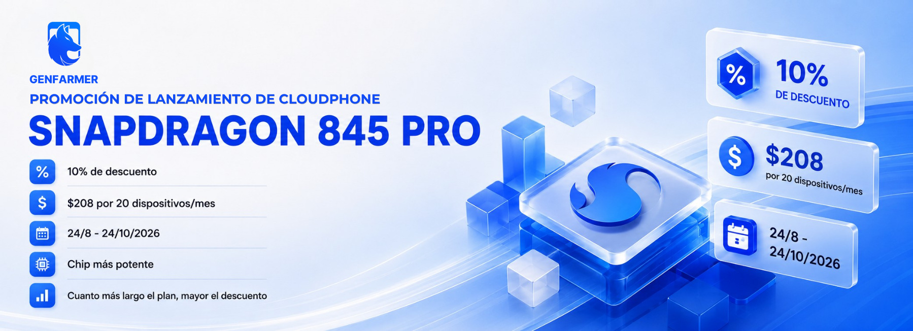 Promoción de lanzamiento de CloudPhone Snapdragon 845 Pro