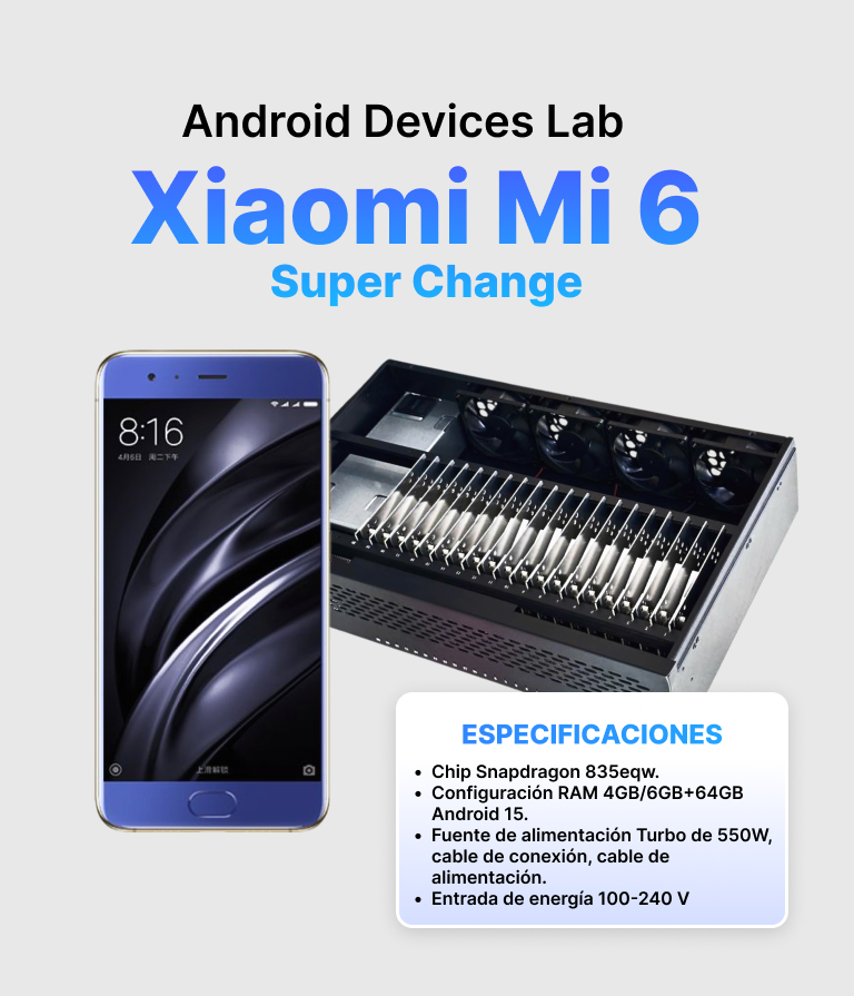 Android Device Lab Xiaomi Mi 6 Super Change Puerto USB + LAN/OTG 12 Android Device Lab Xiaomi Mi 6 Super Change